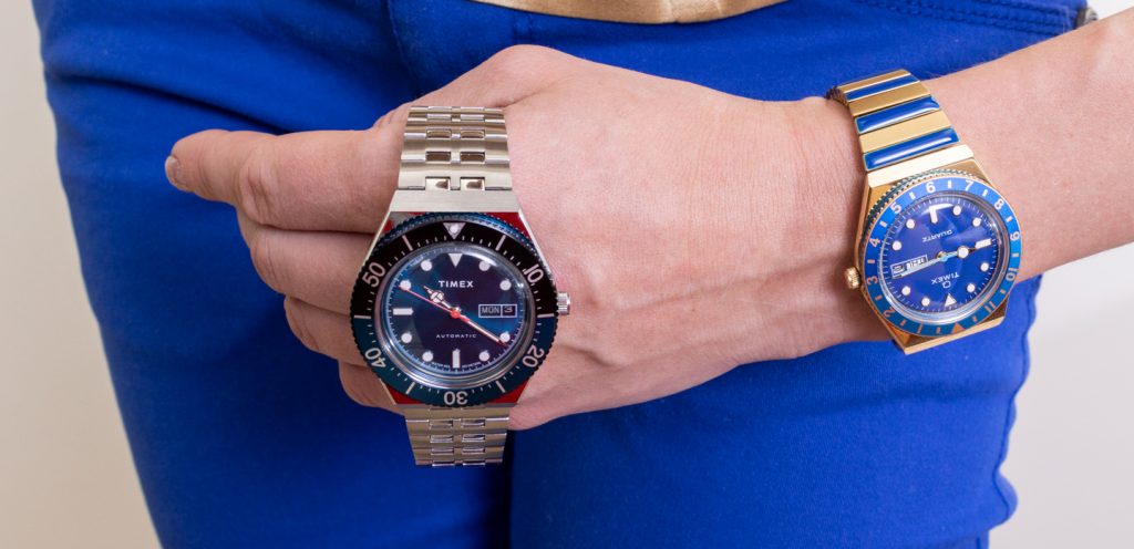 Timex M79 Automatic and Q Malibu blue watch 4 1 1024x496 - Đồng hồ Timex M79 Automatic & Q Malibu giá bao nhiêu?