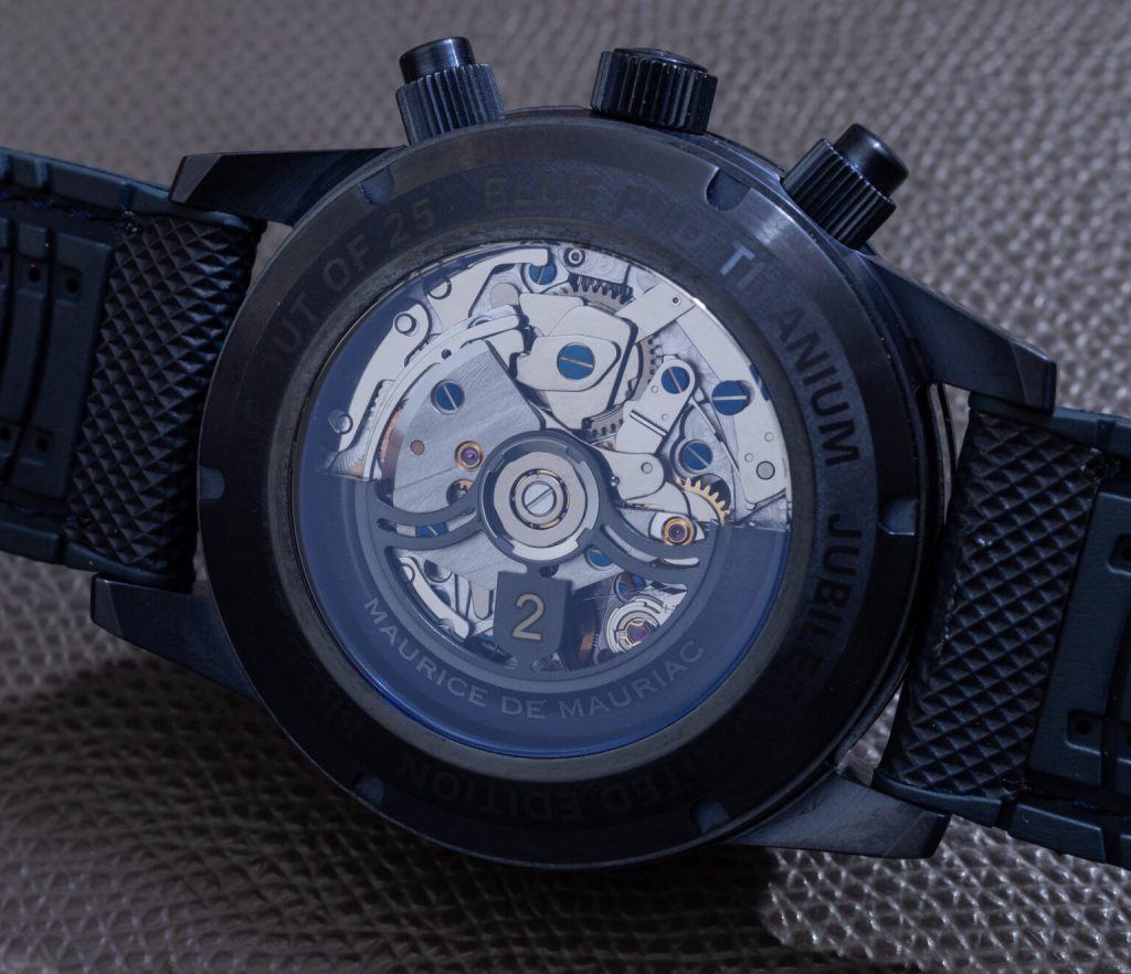 Maurice de Mauriac Chrono Mode 1 1024x882 - Đánh giá đồng hồ Maurice de Mauriac Chrono PVD màu xanh